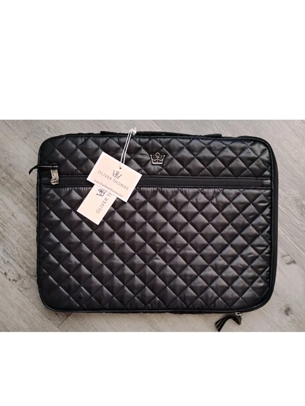 Oliver Thomas Sidekick Laptop Case Black Quilted New w/Tags